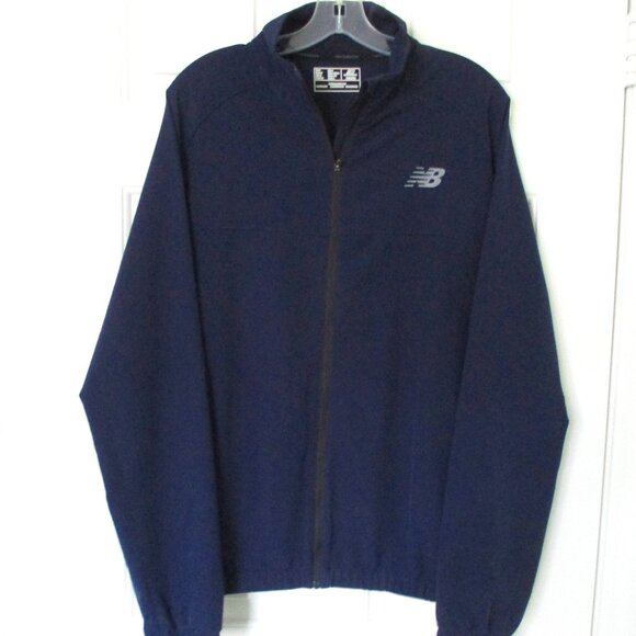 New Balance Mens L/S Stretch Navy Blue Full Zip Windbreaker NWOT - Size Medium - Picture 1 of 2